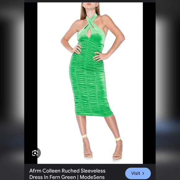AFRM Colleen in Fern Green halter dress - Picture 1 of 11